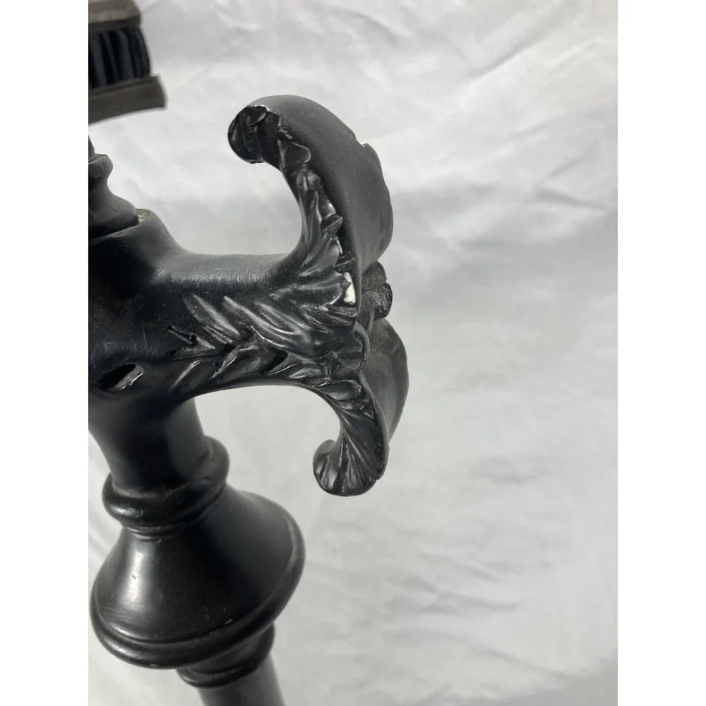 Vintage Bridge Arm Victorian Side Table Night Stand Lamp With Square Black Shade
